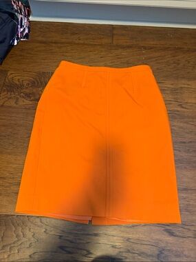 Ann Taylor Orange Tailored Pencil Skirt